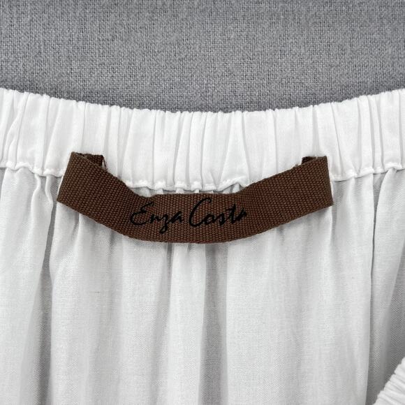ENZA COSTA Tiered Maxi Skirt Womens XL White Cotton Full Pull On Boho Beachy NEW - Picture 12 of 16
